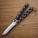 Bear & Son Butterfly Folding Knife 3.25" Stainless Steel Blade Silver Vein Die Cast Metal Handle