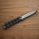 Bear & Son Butterfly Folding Knife Stainless Steel Blade Black Metal Handle