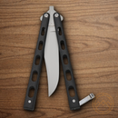 Bear & Son Butterfly Folding Knife Stainless Steel Blade Black Metal Handle