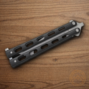Bear & Son Butterfly Folding Knife Stainless Steel Blade Black Metal Handle