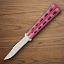 Bear & Son Butterfly Folding Knife 4.25" Stainless Steel Blade Pink Epoxy Handle