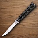 Bear & Son Butterfly Folding Knife 3.75" Stainless Steel Blade Silver Vein Die Cast Metal Handle