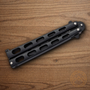 Bear & Son Butterfly Folding Knife 3.38" 1095HC Steel Blade Black Zinc Handle