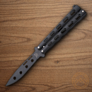 Bear & Son Butterfly Folding Knife 3.38" 1095HC Steel Blade Black Zinc Handle