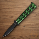 Bear & Son Butterfly Folding Knife 3.5" Stainless Steel Blade Green Zinc Handle