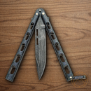 Bear & Son Galaxy Butterfly Folding Knife 3.38" Damascus Steel Blade Galaxy Zinc Handle