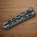 Bear & Son Galaxy Butterfly Folding Knife 3.38" Damascus Steel Blade Galaxy Zinc Handle