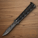 Bear & Son Galaxy Butterfly Folding Knife 3.38" Damascus Steel Blade Galaxy Zinc Handle