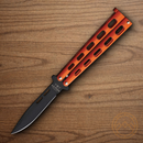 Bear & Son Butterfly Folding Knife 3.5" Stainless Steel Blade Orange Zinc Handle