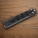 Bear & Son Butterfly Folding Knife 3.75" 1095HC Steel Blade Black Zinc Handle