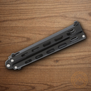 Bear & Son Butterfly Folding Knife 3.75" 1095HC Steel Blade Black Zinc Handle