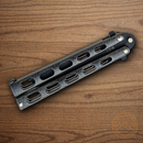 Bear & Son Galaxy Butterfly Folding Knife 3.38" 1095HC Steel Blade Galaxy Epoxy/Zinc Handle