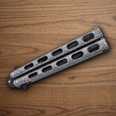 Bear & Son Butterfly Folding Knife 3.38" 1095HC Steel Blade Silver Zinc Handle