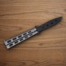 Bear & Son Butterfly Folding Knife 3.38" 1095HC Steel Blade Silver Zinc Handle