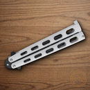 Bear & Son Butterfly Folding Knife 3.38" 1095HC Steel Blade White Zinc Handle