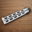 Bear & Son Butterfly Folding Knife 3.38" 1095HC Steel Blade White Zinc Handle