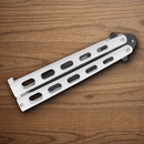 Bear & Son Butterfly Folding Knife 3.75" 1095HC Steel Blade White Zinc Handle
