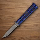 Bear & Son Butterfly Folding Knife 3.75" Stainless Steel Blade Blue Zinc Handle