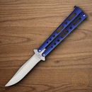 Bear & Son Butterfly Folding Knife 3.25" Stainless Steel Blade Blue Zinc Handle