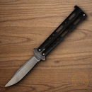 Bear & Son Butterfly Folding Knife 3.25" 440  Steel Blade Black Zinc Handle