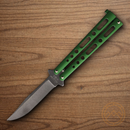 Bear & Son Butterfly Folding Knife 3.25" 440 Steel Blade Green Zinc Handle