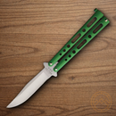 Bear & Son Butterfly Folding Knife 3.25" 440 Steel Blade Green Zinc Handle