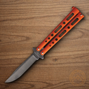 Bear & Son Butterfly Folding Knife 3.25" 440 Steel Blade Orange Zinc Handle
