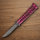 Bear & Son Butterfly Folding Knife 4" Stainless Steel Blade Pink Zinc Handle