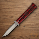Bear & Son Butterfly Folding Knife 3.38" Carbon Steel Blade Red Zinc Handle