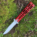Bear & Son Butterfly Folding Knife 3.25" Stainless Steel Blade Red Metal Handle