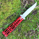 Bear & Son Butterfly Folding Knife 3.25" Stainless Steel Blade Red Metal Handle
