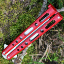 Bear & Son Butterfly Folding Knife 3.25" Stainless Steel Blade Red Metal Handle
