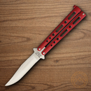 Bear & Son Butterfly Folding Knife 3.25" Stainless Steel Blade Red Metal Handle