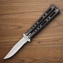 Bear & Son Butterfly Folding Knife 3.26" Stainless Steel Blade Silver vein Metal Handle