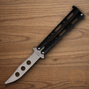 Bear & Son Butterfly Trainer Folding Knife 3.75" Stainless Steel Blade Black Zinc Handle