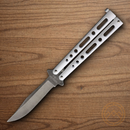 Bear & Son Butterfly Folding Knife 3.38" Carbon Steel Blade White Zinc Handle