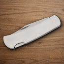 Bear & Son Folding Knife Stainless Steel Blade Brushed Stainless Handle