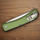 Bear & Son Small Farmhand Folding Knife 2.63" Stainless Steel Blade OD Green Aluminum Handle