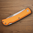 Bear & Son Small Farmhand Folding Knife 2.63" Stainless Steel Blade Orange Aluminum Handle