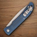 Bear & Son Folding Knife 3.5" Stainless Steel Blade Blue Jean Micarta Handle