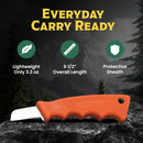 Bear & Son Cushion Grip Fixed Knife 1.5" High Carbon Steel Blade Orange Rubber Handle