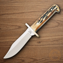 Bear & Son Baby Bowie Fixed Knife 3.25" D2 Tool Steel Blade India Stag Bone Handle