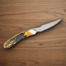 Bear & Son Caper Genuine Fixed Knife 3" 440 Steel Blade India Stag Bone Handle