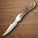 Bear & Son Caper Genuine Fixed Knife 3" 440 Steel Blade India Stag Bone Handle