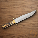 Bear & Son Bowie Fixed Knife 9" Stainless Steel Blade India Stag Bone Handle