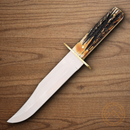 Bear & Son Bowie Fixed Knife 9" Stainless Steel Blade India Stag Bone Handle