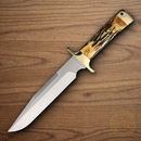 Bear & Son Freedom Fighting Fixed Knife 8" D2 Tool Steel Blade  India Stag Bone Handle
