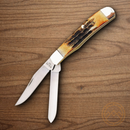 Bear & Son Mini Trapper Pocket Knife High Carbon Steel Blade India Stag Bone Handle