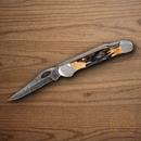 Bear & Son Lockback Folding Knife 2.75" Damascus Steel Blade India Stag Bone Handle