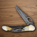 Bear & Son Lockback Folding Knife 2.75" Damascus Steel Blade India Stag Bone Handle